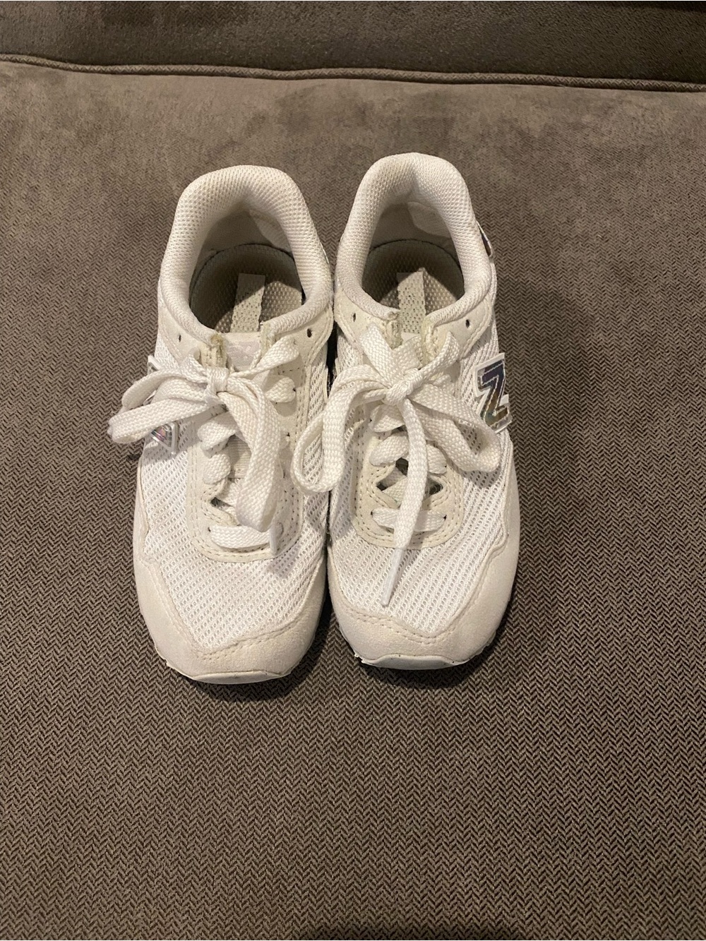 New Balance Kids 515 White Athletic Sneakers with Subtle Navy Logo